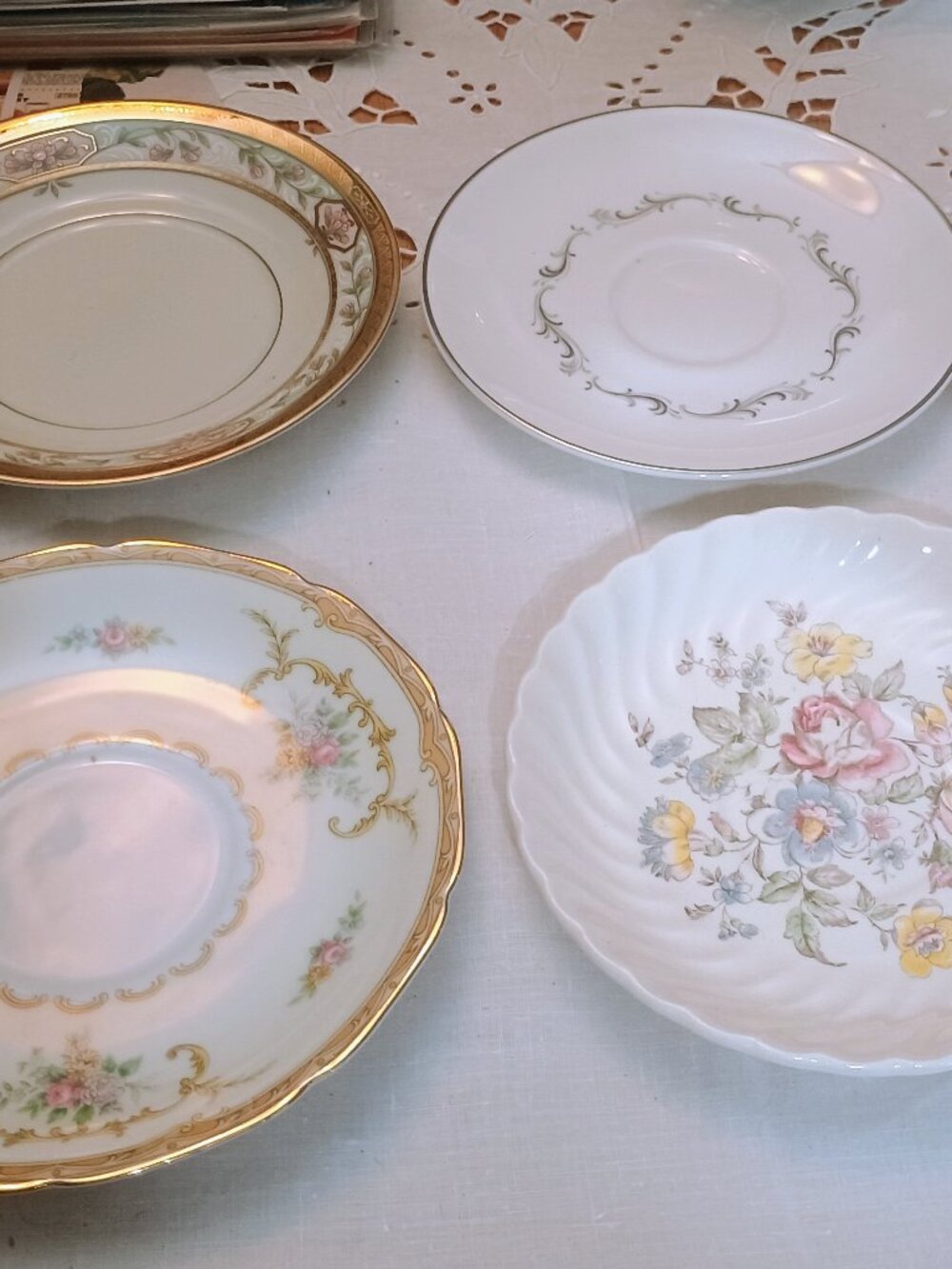 6 vintage assorted names saucers
